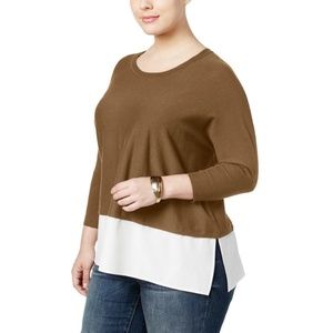 (NWT) Style&Co Women's Layered Look Dolman Sleeve Sweater Top Plus Size 3X